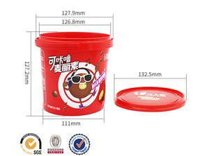 1200ml IML Bucket with Lid, Red Color, CX039C